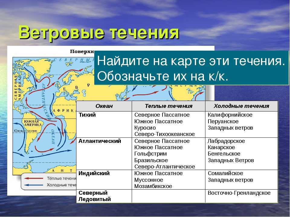 Теплые и холодные течения тихого океана
