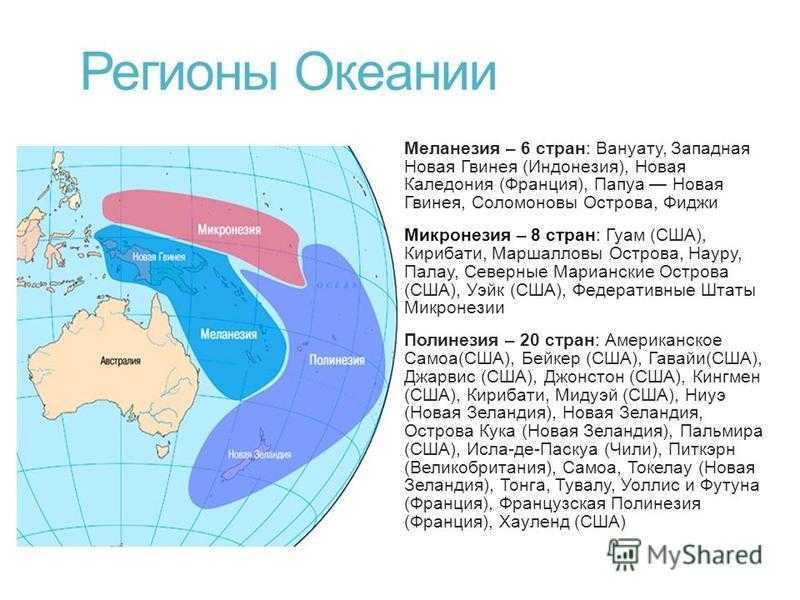 Острова океании, вулканические, материковые и коралловые