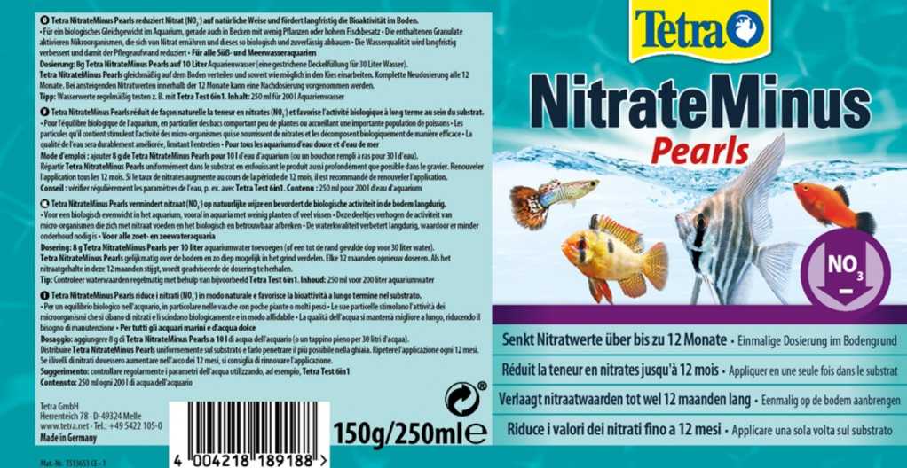 etra Nitrate Minus снижает содержание нитратов в течение 12 месяцев Исключительно биологическое снижение содержания нитратов Улучшает качество воды Препятствует образованию и роста водоро