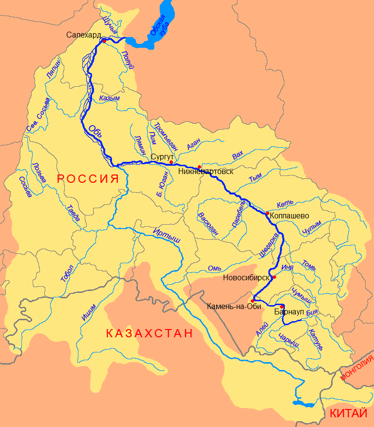 Река обь - карта, длина, глубина, ширина, притоки, рыбалка, барнаул и другие города