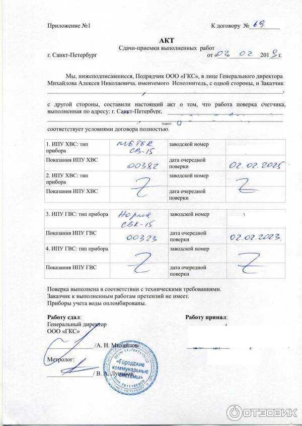 Акт ввода в эксплуатацию приборов учета воды - вместе мастерим