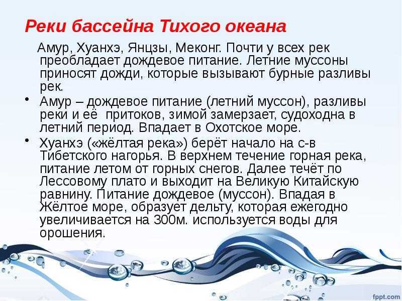 Бассейн тихого океана: какие реки впадают, крупнейшие из них, перечисляем все водоёмы, характеристики и описание