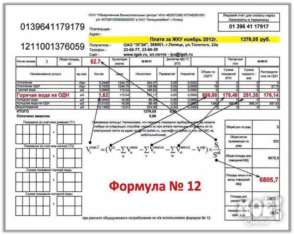 Строка холодная вода одн в квитанции - что это такое, какой применяется тариф и норматив при расчете, формула и примеры вычисления