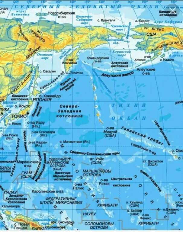 Крупные острова и архипелаги тихого океана