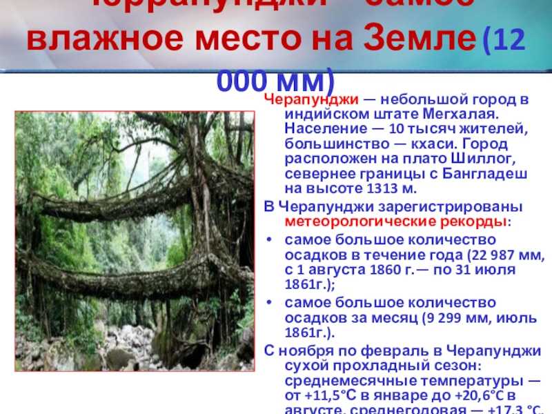 Какое самое дождливое место в европе? черапунджи — самое влажное место на земле самое влажное место на земле почему.