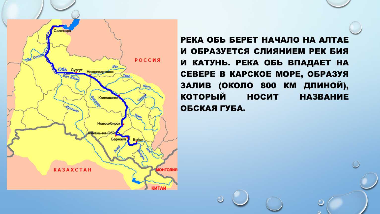Расход воды в устье и годовой сток реки обь кратко